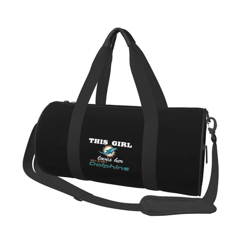 This Girl Loves Her Miami Dolphins Travel Bag Luggage Bag Collapsible Cover