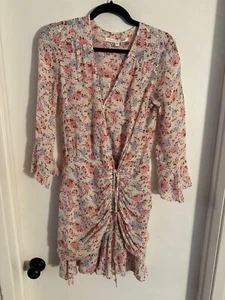 Women "Veronica Beard" pink/multicolor bell long sleeves, wrap ruch dress.Size 4 - Picture 1 of 2