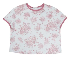 Love Tribe Toile Floral Print Short Sleeve Crew Neck Ringer T-Shirt 3X NWT Pink - Picture 1 of 1
