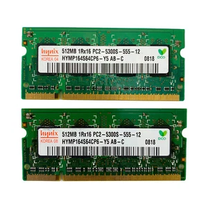 Hynix 1GB (512MB x2) PC2-5300S-555-12 HP 437534-864 RAM Laptop Memory OEM - Picture 1 of 4