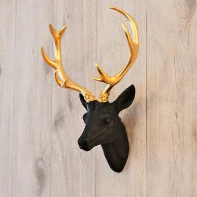 Wanddeko Hirschkopf, vergoldet mit Blattmessing - ein besonderes Geschenk - Bild 1 von 3