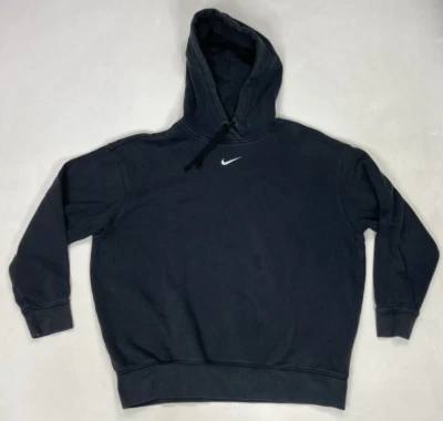Nike Sportswear Center Swoosh Fleece Pullover Hoodie Women Medium Black DV7079 - Image 1 of 4