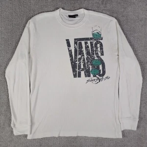 Y2K Vans Thermal Long Sleeve T Shirt Mens Size XL White Waffle Knit - Picture 1 of 9