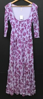 NWT Free People It’s Fate Midi Dress Periwinkle Combo Lavender Floral Size XS - Image 1 of 4