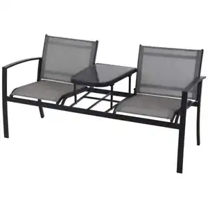 ProGarden Two-Seater Garden Bench with Table Outdoor Chair Seat Desk vidaXL - Picture 1 of 2