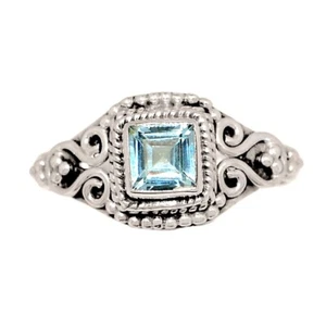 Handwork - Blue Topaz 925 Sterling Silver Ring Jewelry s.8.5 CR71849 - Picture 1 of 1