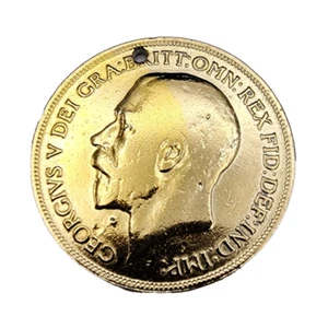 1919 Great Britain Penny Coin George V British UK Punched Hole Pendant Necklace - Picture 1 of 3