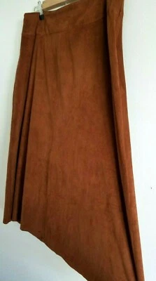 Falda Chestudio Vintage 10P Marrón Terciopelo Línea A Midi Sólida Sin Forro Hippy Informal Foto 1 de 4