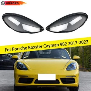 Car Headlight Lens Shell Clear Cover For Porsche Boxster Cayman 982 2017-2022 - Picture 1 of 17