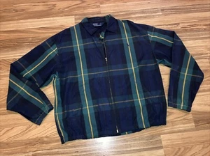 Giubbotto Bomber Uomo Polo Ralph Lauren Plaid Taglia Large Colore Verde Navy - Foto 1 di 5