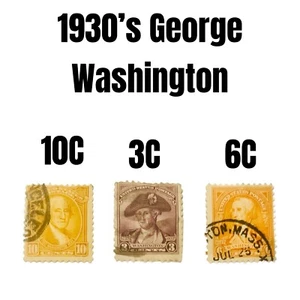 1930’s Lot Of 3 United States George Washington 3,6,10 Cents Stamps SJXX-580 - Picture 1 of 3