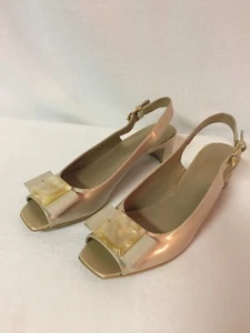 WUNDERSCHÖNER STUART WEITZMAN GOLD PERLEN PEEPTOE LUCITE SCHLEIFE SLINGBACK SCHUH GRÖSSE 7,5 N - Bild 1 von 11