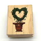 Rubber Stamp Wood Topiary Heart Planter Valentines Sandi Evans 125152