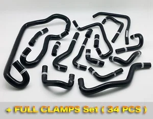 Silicone Ancillary Heater Hose + Full Clamp Set Fit Skyline R32 RB20DET GTS BK - Picture 1 of 11