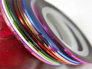 10 Farbrollen Nail Art Spitzenband Linie Streifen Falsche Nägel Dekoration Aufkleber - Bild 1 von 1