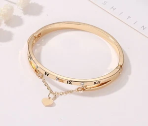 Roman Gold Crystal Numerals Number Bracelets Heart Forever Love Bracelet US - Picture 1 of 13