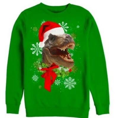 Lost Gods Ugly Christmas T Rex Santa Sweatshirt, Size Large, NWT, Free Shipping  - Image 1 of 2