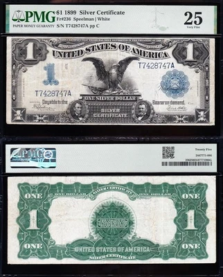VERY NICE Bold & Crisp VF+ 1899 $1 "BLACK EAGLE" Silver Cert.! PMG 25! 28747A - Image 1 of 3
