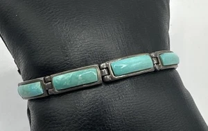 Betty Thomas Sanel Sterling Silver 925 w/ Turquoise Chain Bracelet (14.20g) - Picture 1 of 19