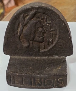 RARE 1920s Illinois Indian Chief Cast Iron Single Bookend - Picture 1 of 6