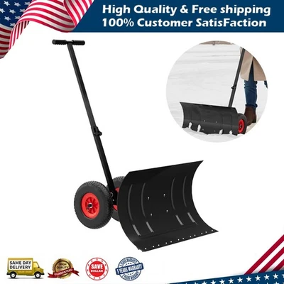 30“W X 15"H Snow Shovel W/Wheels & Handle Snow Pusher for Driveway Snow Removal - Image 1 of 4