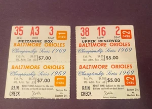 1969 AlCS Games 1 And 2 Ticket Stubs Authentic - Bild 1 von 6