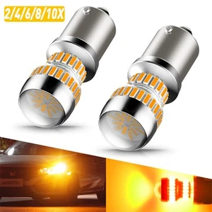 2-10x 1156 BA15S CAR AMBER 54 GLOBE LED BRAKE REVERSE TURN STOP TAIL LIGHT BULB - Picture 1 of 16