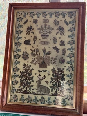 Antique English Needlework Sampler Ann Gording 1834 Framed - Image 1 of 4