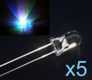 5x LED diode RGB 5mm clignotante 5pcs LED automatic SLOW flashing Red,Green,Blue - Foto 1 di 4