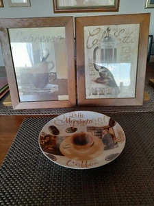 2 pictures cappuccino and espresso 22 x 28 cm + 1 plate latte macchiato 21 cm hard - Picture 1 of 6