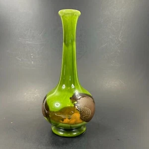 Jarrón de cerámica envoltura de tierra verde Royal Haegar botella Genie de colección - Imagen 1 de 7