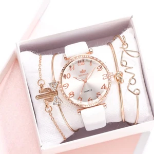 Juego de 5 PIEZAS Relojes Banda de Cuero Informal Vestido Cuarzo Damas - Imagen 1 de 31