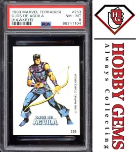 Hawkeye PSA 8 1980 Marvel Terrabusi Sticker #253 Ojos de Aguila - Bild 1 von 2