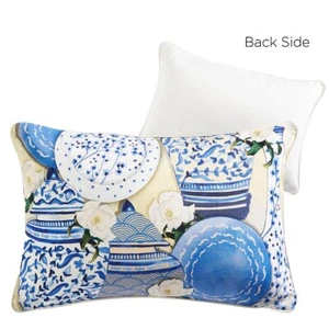 RAZ IMPORTS Magnolia Blue CHINOISERIE JAR 18" Lumbar Decorative Pillow New - Picture 1 of 2