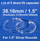 Внешний вид - 5 Direct Fit Coin Safe Capsules 38mm For 1.5 Inch Silver Round / European Coins 