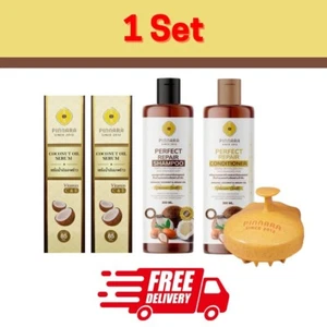 Pinnara Thai Juego de Cuidado del Cabello Aceite de Coco Suero x2 Cepillo de Cabezal Loción y Acondicionador - Imagen 1 de 20