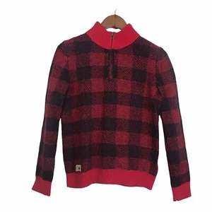 Polo Ralph Lauren 1/4 Zip Sweater Youth L Plaid Buffalo Check Preppy Wool Blend - Picture 1 of 10