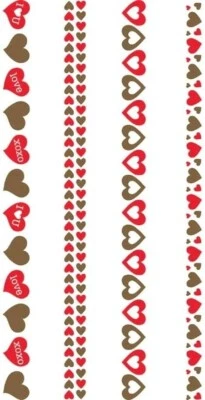 Браслет с временной татуировкой Valentine 1 x 7 дюймов ea Love Heart красный подарок для вечеринки Amscan - Изображение 1 из 4