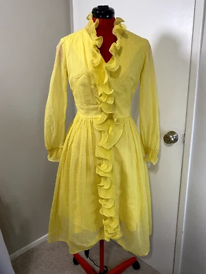 Cubierta de Vestido con Volantes Niña de Miami Amarillo Pastel Talla Pequeña Nancy Sinatra De Colección Años 60 Foto 1 de 4