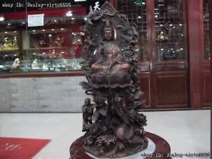 Red Copper Boy Kwan Yin Dragon phoenix Lotus flower Guan Yin Bodhisattva Statue - Picture 1 of 12