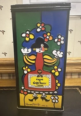 VTG Le Grand Marnier Tin Box Limited Edit. Romero Britto 1990 Pop Art - Image 1 of 4