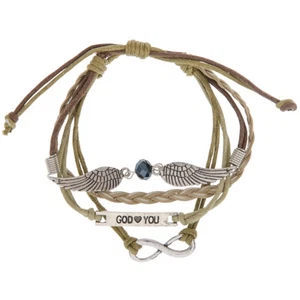 Armband "Engelsflügel" mit God Loves You - braun (*NEU*)(*OVP*) - Picture 1 of 1