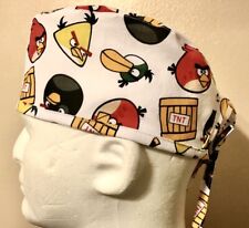Angry Birds Scattered White Scrub Hat Chemo Cap