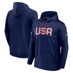 USA 4 NATIONS FACE-OFF FANATICS NAVY AUTHENTIC PRO PULLOVER HOODIE SIZE SMALL - Picture 1 of 3