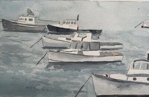 Kennebunkport, Cape Porpoise , ME / orig. W/C / 9" x 12" / Mimi Davis, Artist - Picture 1 of 4