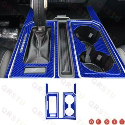 Blue Carbon Interior Gear Shift Console Cupholder Panel Trim Cover For Ford F150 Foto 1 de 4