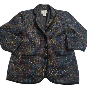 Susan Graver Style Blazer M Tweed Spring Colors Multicolor - Picture 1 of 6