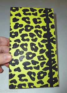 LIME BLACK VELVET GLITTER LEOPARD TRI-FOLD DECORATIVE NOTE PAD JOURNAL  - Picture 1 of 11