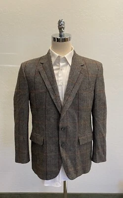 Aquascutum Vintage Rust Windowpane Check Tweed Wool Jacket Size 42 R - Image 1 of 4