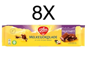Freia Fruktnøtt Melkesjokolade Norwegian Milk Chocolate bars 8X 200 Grams! - Picture 1 of 1